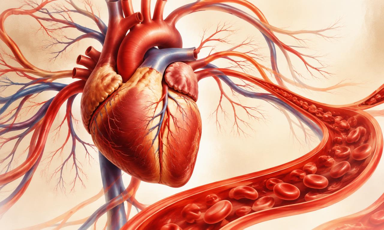 Illustration of the heart and healthy blood flow